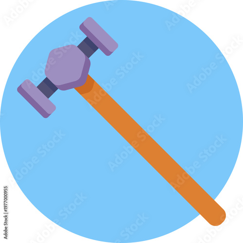 A simple hammer icon representing mining work, used to symbolize resource extraction or manual labor in a gold mine.