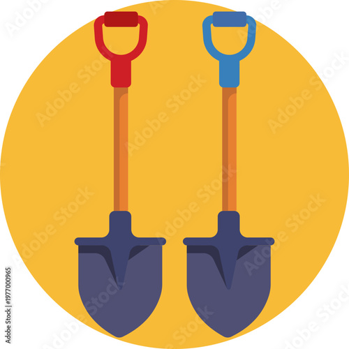A pair of shovels representing manual digging and resource extraction in mining operations.