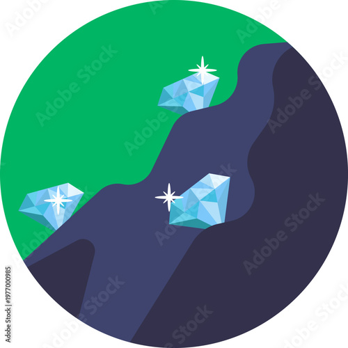 A faceted diamond icon representing valuable gems extracted from the mine, symbolizing high rewards or premium resources.