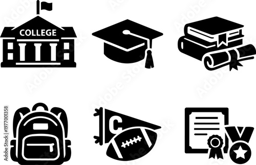 College and higher education icon set 
