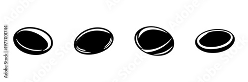 Four Coffee Beans In Hand Drawn Style Set. Coffee Brewing, Caffeine, Beverage Preparation Doodle Sketch Collection. Isolated Vector Illustration