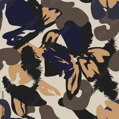 Brown Beige Abstract Floral Seamless Pattern Earth Tones