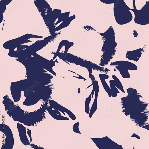 Pink And Navy Blue Brushstroke Fashion Pattern Textile Design