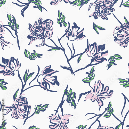 Abstract Magnolia Floral Fashion Textile Pattern Design