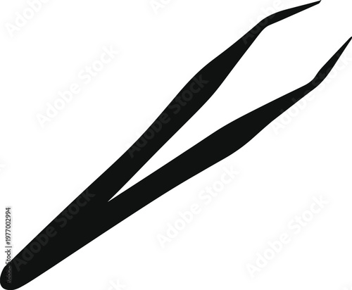 Black tweezers silhouette vector icon isolated on transparent background for grooming and medical use.