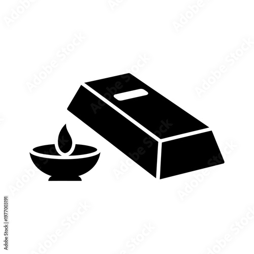Gold ingot next to oil lamp with flame icon graphic