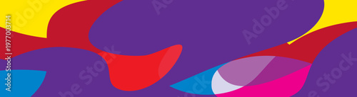 Colorful Horizontal Wave Banner with Layered Shapes