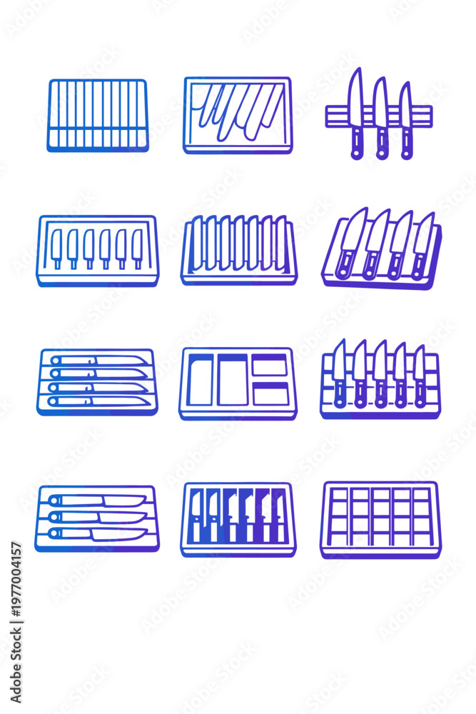 Fototapeta premium Compartment simple image blade rack chef guard knife icon safety protection generation