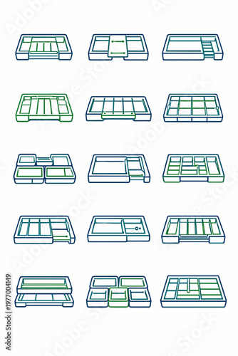 Simple insert system adjustable extendable vector compartments compartment icon tray expansion image