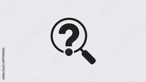 A magnifying glass with a question mark is used for searching and investigation