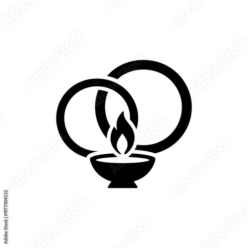 Wedding rings with flame design for marriage and ceremony