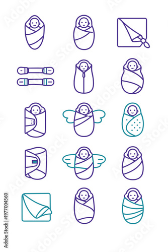 Generation bag icon sleeping image lightweight swaddle simple vector fastening sack adjustable