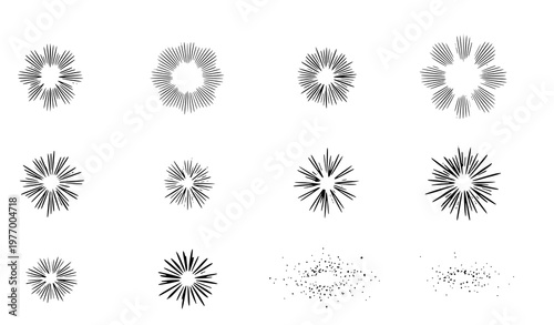 Golden Light Effects Set Vector Solar Flare Glow Sparkle Starburst Collection Isolated on White