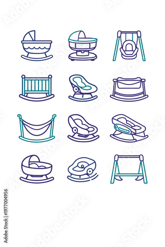 Frame vector motor generation sleep image icon sleeper swing rocking stand bassinet