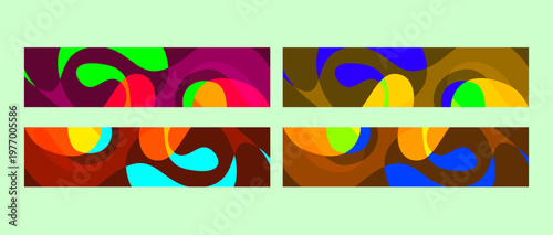 Horizontal Abstract Banner collection set with Geometric Cut Shapes vector illustration