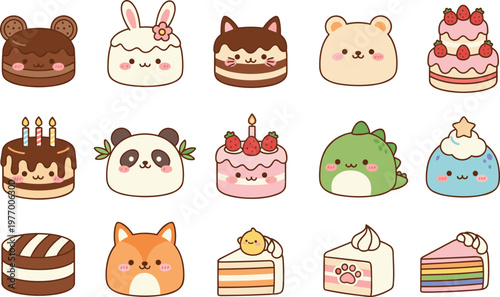 Colorful vector illustration of cute desserts symbolizing sweetness, playfulness, and creativity