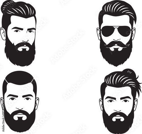 Four different hairstyles and beards for men