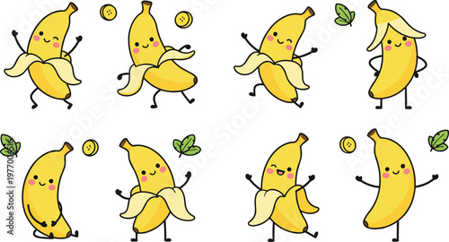 Colorful vector illustration of playful bananas symbolizing joy, whimsy, and creativity