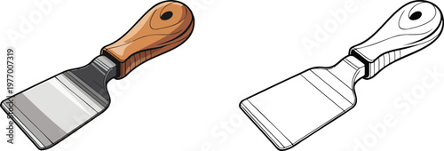 Knife illustration & outline set isolated on transparent background