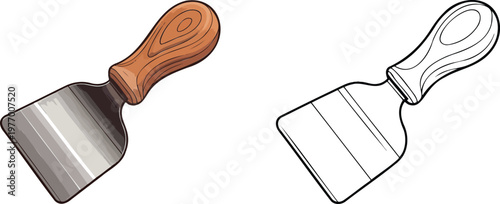 Knife illustration & outline set isolated on transparent background