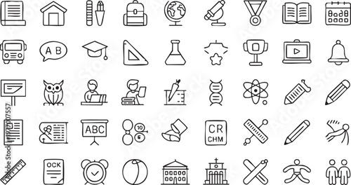 Educational Symbols Pack with Science Lab Graduation and Study Concepts