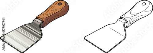 Knife illustration & outline set isolated on transparent background