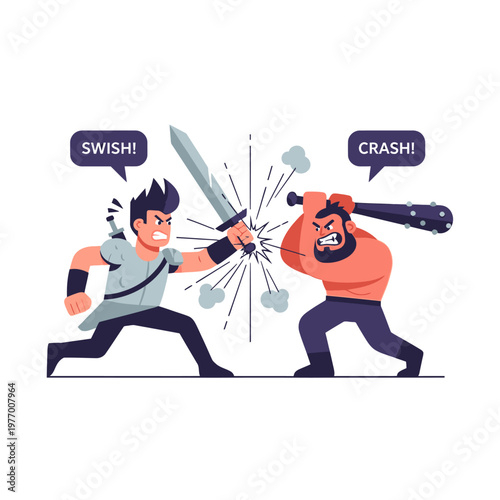 Warrior vs Giant: Epic Battle Clash - Sword vs Club