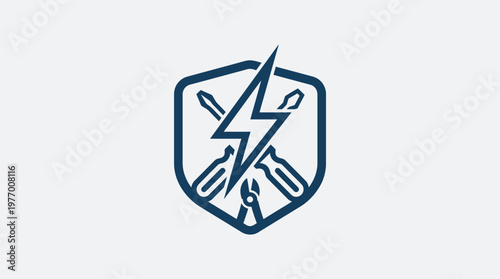 Electrician Service Logo with Tools and Lightning Bolt