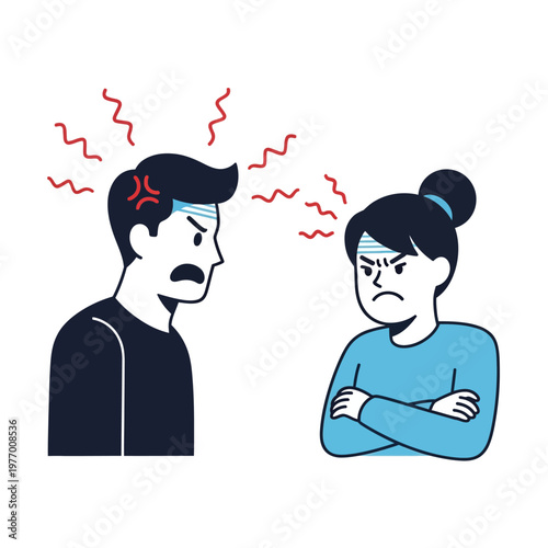 Angry couple arguing, relationship conflict, disagreement, stress, frustration