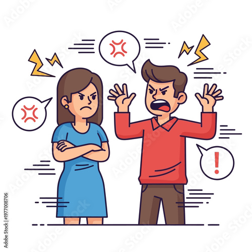 Angry Couple Arguing, Relationship Conflict, Frustration, Stress, Communication Breakdown