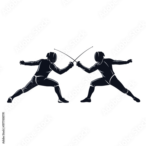 Fencers Sparring Silhouette