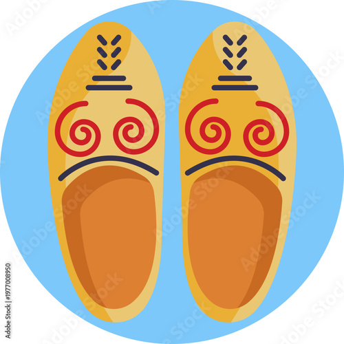 Simple representation of traditional Dutch wooden clogs, featuring a rounded toe and solid silhouette, symbolizing Dutch heritage.