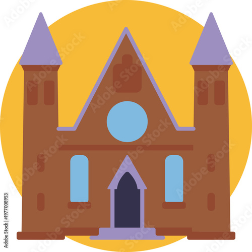 An icon depicting Keukenhof Castle with clean lines and simplified details, highlighting its historic structure and cultural significance in the Netherlands.