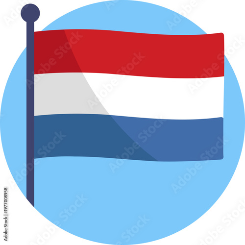 A rectangular flag with three horizontal stripes in red, white, and blue.