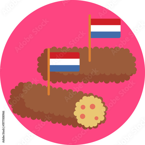 A small, golden-brown croquette, typically oval-shaped, with a crispy outer coating.