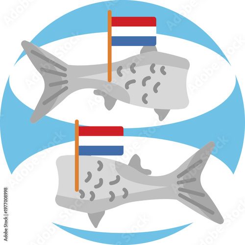 A simple fish silhouette with clean, rounded lines, inspired by Dutch maritime culture and traditional seafood symbolism.