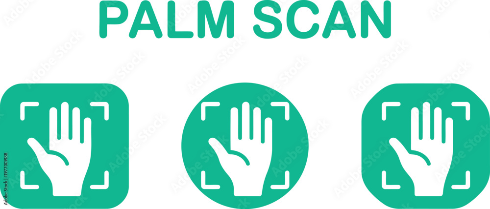 Obraz premium Palm Scan Icon Set for Biometric Security Authentication and Access Control Systems