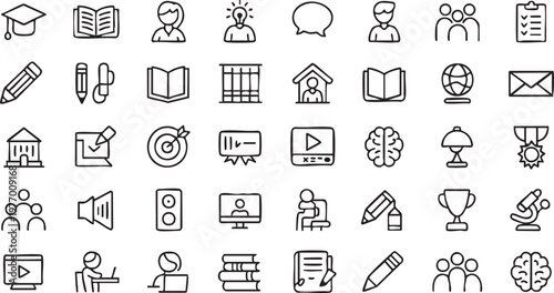 Student and Teacher Icon Set for Education Platforms and Training Apps