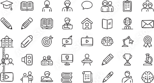 Education E Learning Icon Set for Students Teachers and Online Courses