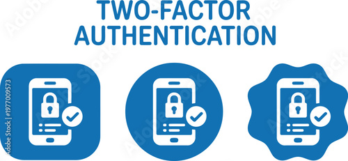 Two-Factor Authentication Security Icons Set for Mobile App Login Verification and Data Protection