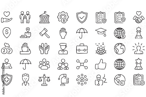 Public Sector and Social Services Icons with Governance and Welfare