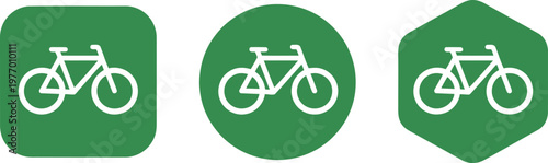 Green Bicycle Icon Set for Cycling Paths, Bike Lane Signs, and Urban Transportation Apps