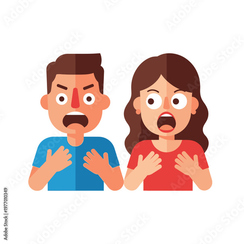 Shocked Couple Expressing Surprise and Disbelief