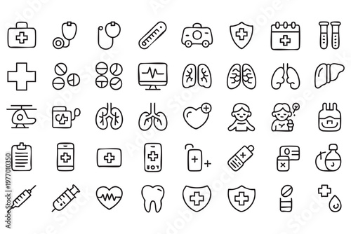 Clinical and Hospital Icons for Health Apps and Telemedicine Platforms