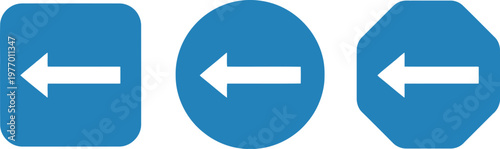 Free Download Blue Left Arrow Traffic Signs Collection – Square, Circular, Octagonal Vector Icons for Road Safety - GFXLoad