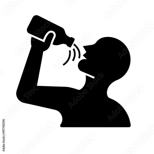 Black silhouette drinking man icon, alcohol consumption symbol, vector illustration, isolated on white background