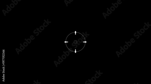Simple Reticle or Crosshair Graphic with Center Dot and Aiming Marks, Black Background