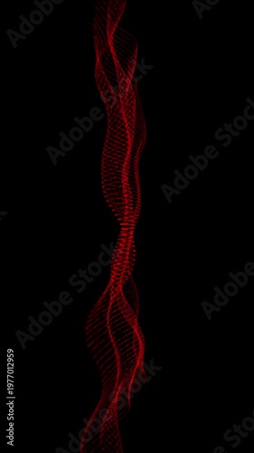 Abstract red wavy lines on black background with energy wave with sound wave light waves