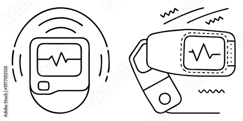 Medical device graphic depiction of heart rate monitor and pulse oximeter
