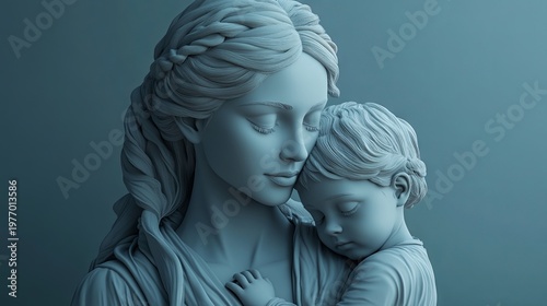 A 3D cartoon-style vector icon depicting a woman with a child.